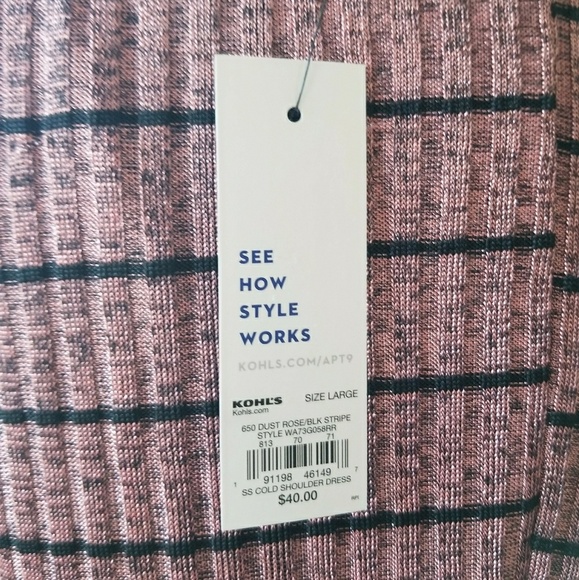 Apt. 9 Women's Striped Cold Shoulder Dress - Picture 8 of 8